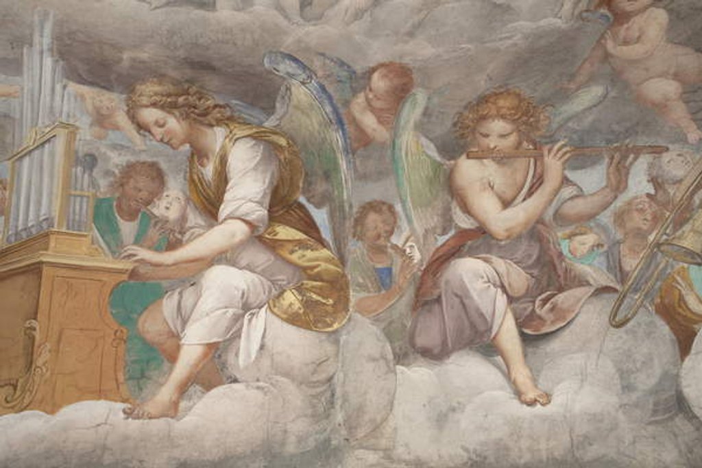 Detail of Angels, musician angels and puttos, detail of Paradise with eternal Father, c.1623-34 by Isidoro Bianchi