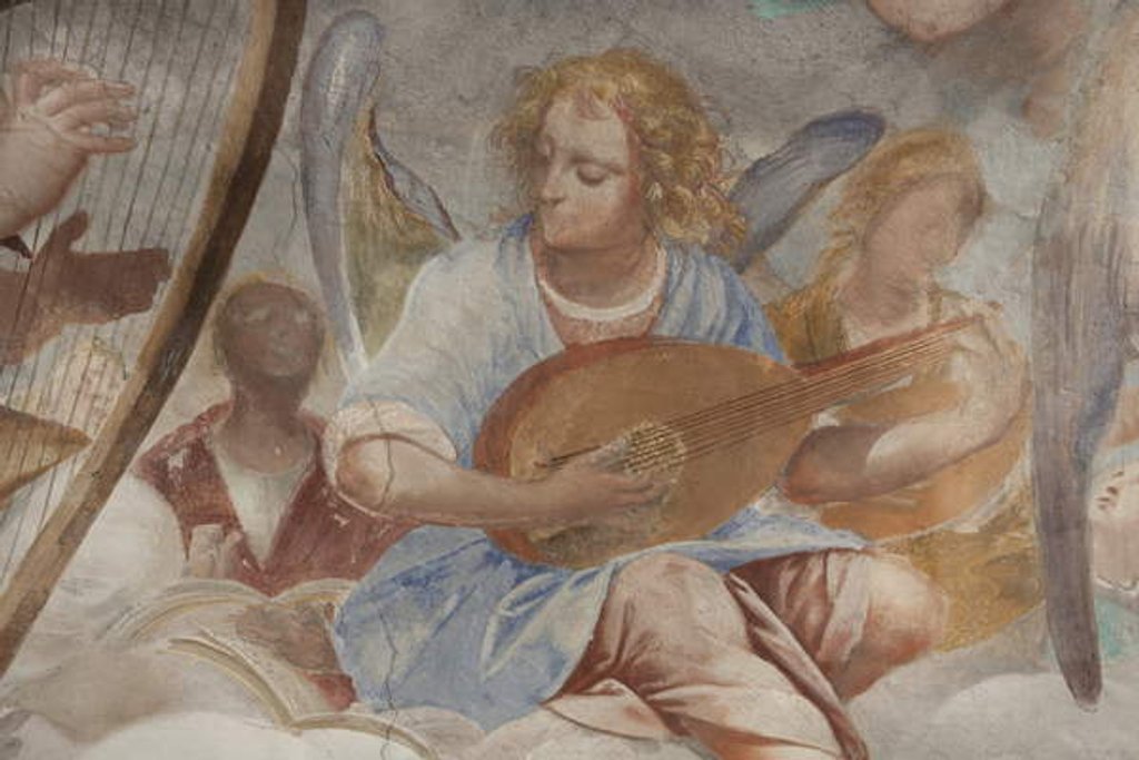Detail of Angels, musician angels and puttos by Isidoro Bianchi