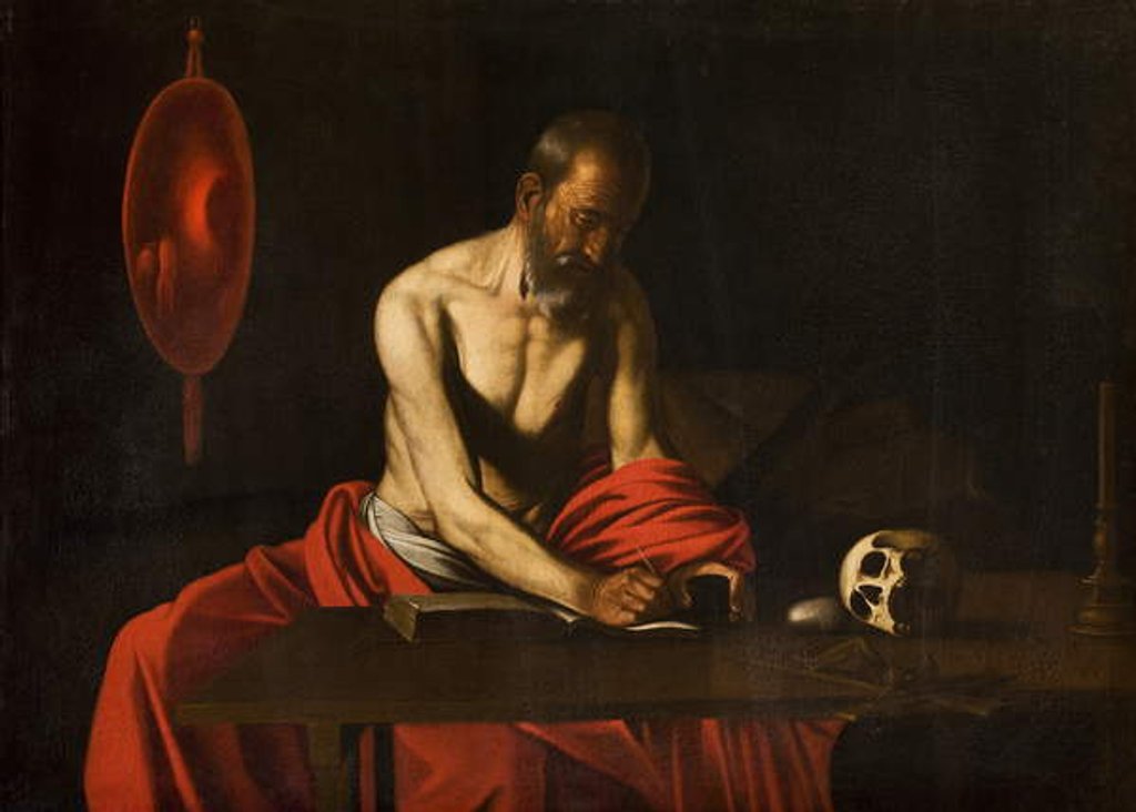 Detail of Saint Jerome, 1607 by Michelangelo (attr. to) Caravaggio