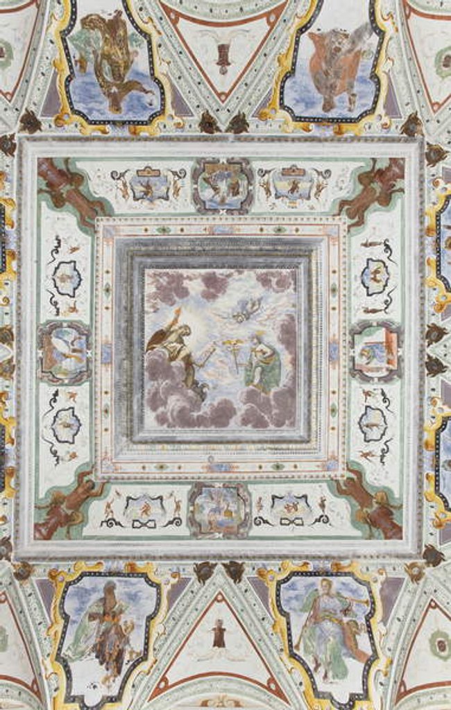 Detail of Room of Jupiter and Mercury: Jupiter, Mercury and Cupid, surrounded by the four seasons by Italian School