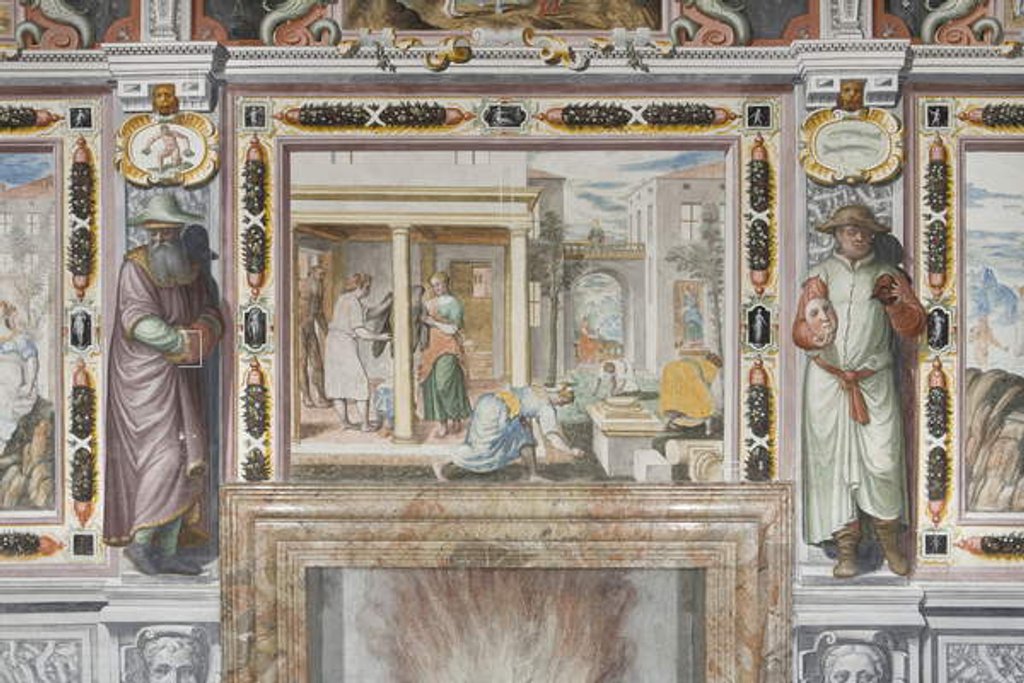 Detail of Hall of the Zodiac: Gods punishing men and male figures representing the months of the year by Italian School