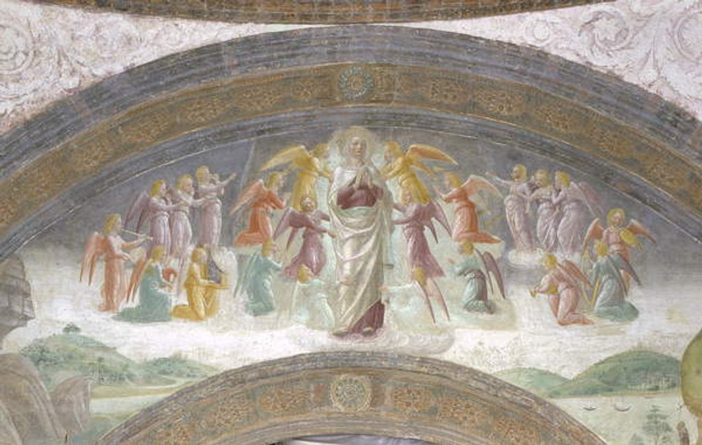 Detail of Virgin Mary and musician angles, 1462-68 by Vincenzo Foppa