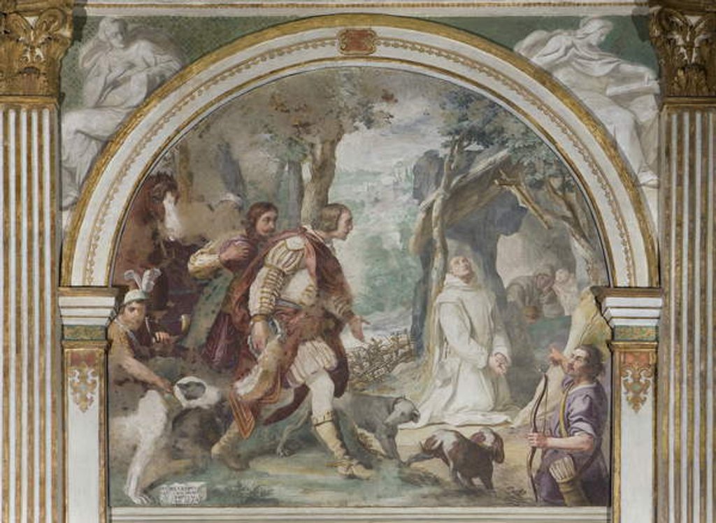 Detail of Saint Hugh meeting with Ruggero di Calabria, 1629 by Daniele Crespi