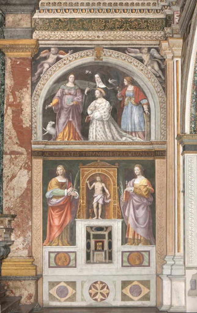 Detail of Ippolita Sforza with Saint Agnes and Saint Catherine and below Saint Apollonia and Saint Lucy, c.1522-25 by Bernardino Luini