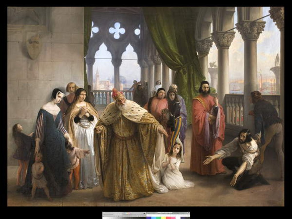 Detail of The last meeting between Jacopo Foscari and his family before being exiled, 1838-40 by Francesco Hayez