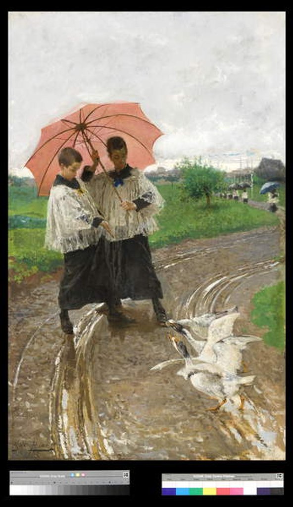 Detail of Returning from the festival, 1880 by Mose Bianchi