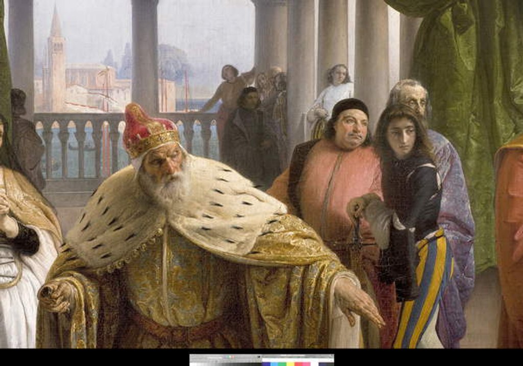 Detail of The last meeting between Jacopo Foscari and his family before being exiled, 1838-40 by Francesco Hayez