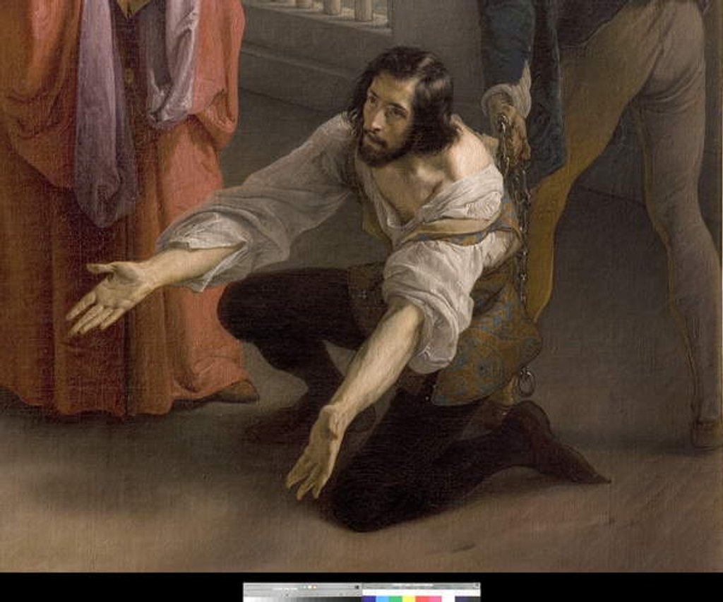 Detail of The last meeting between Jacopo Foscari and his family before being exiled, 1838-40 by Francesco Hayez