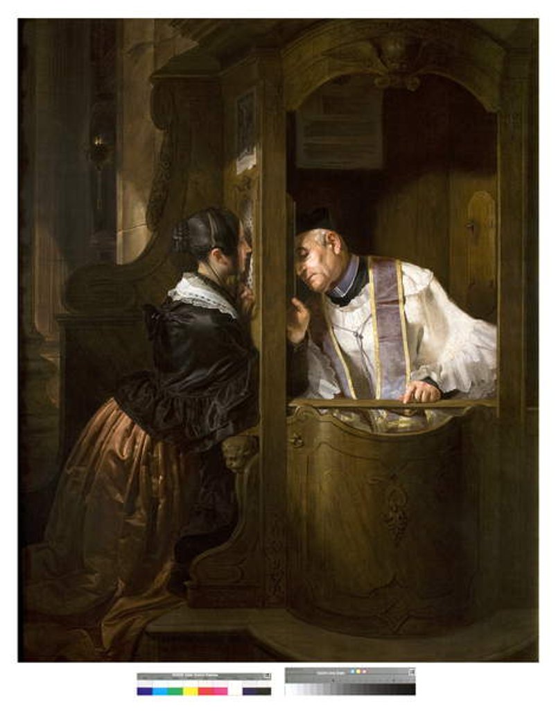 Detail of The Confession, 1838 by Giuseppe Molteni