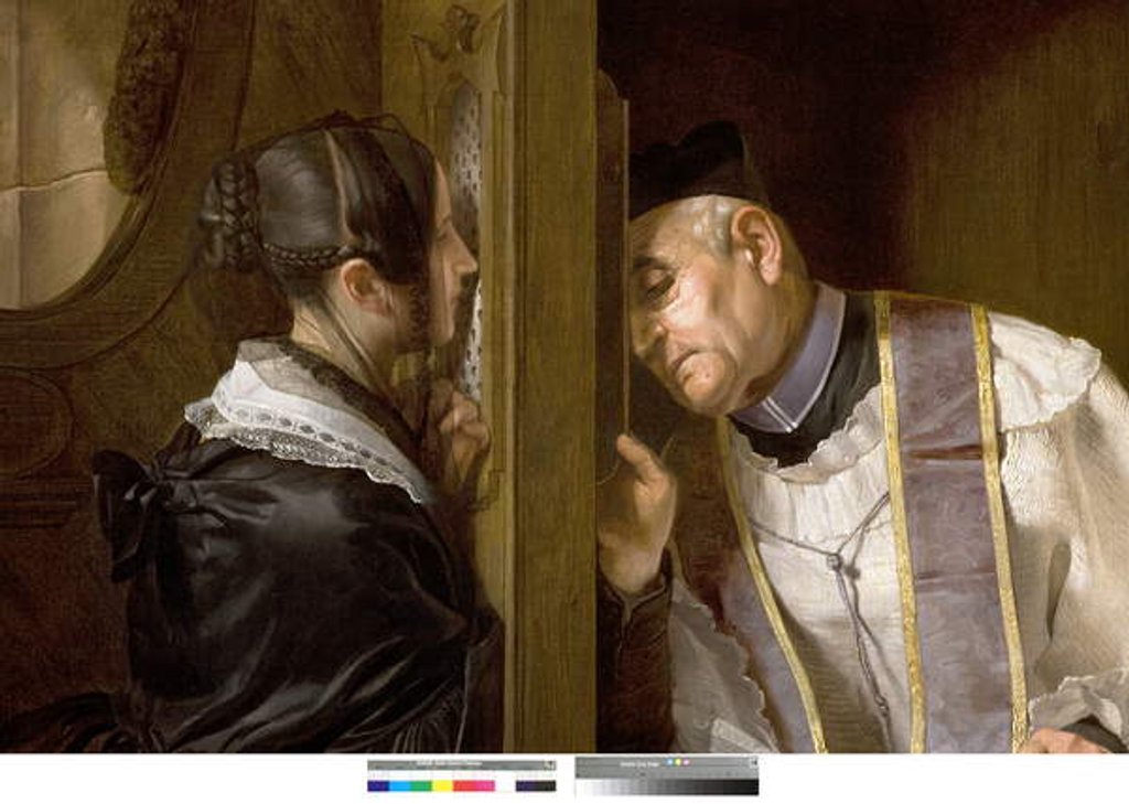 Detail of The Confession, 1838 by Giuseppe Molteni