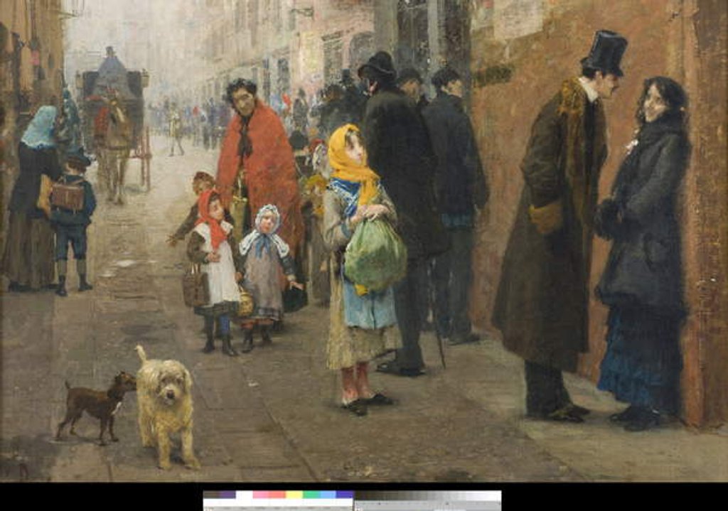 Detail of A street in Milan, 1881 by Luigi Rossi