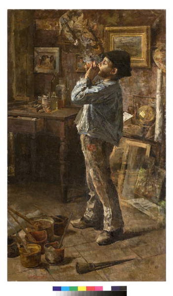 Detail of I am a painter too or Dilettante or The painter's studio, 1885 by Giovanni Sottocornola