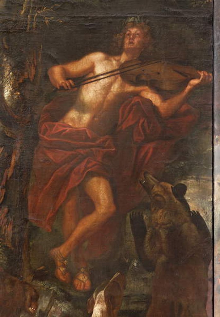 Detail of Orpehus enchanting the animals with music, Myth of Orpheus by Italian School