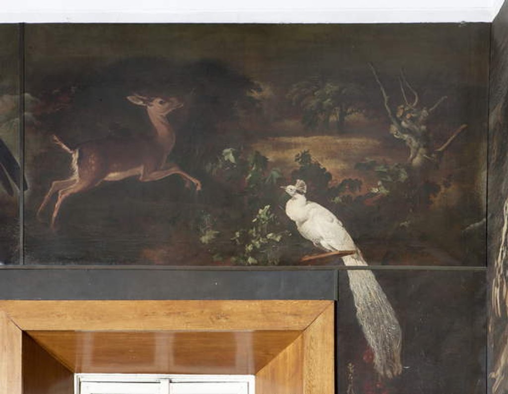 Detail of White peacock and roe deer, Myth of Orpheus by Italian School