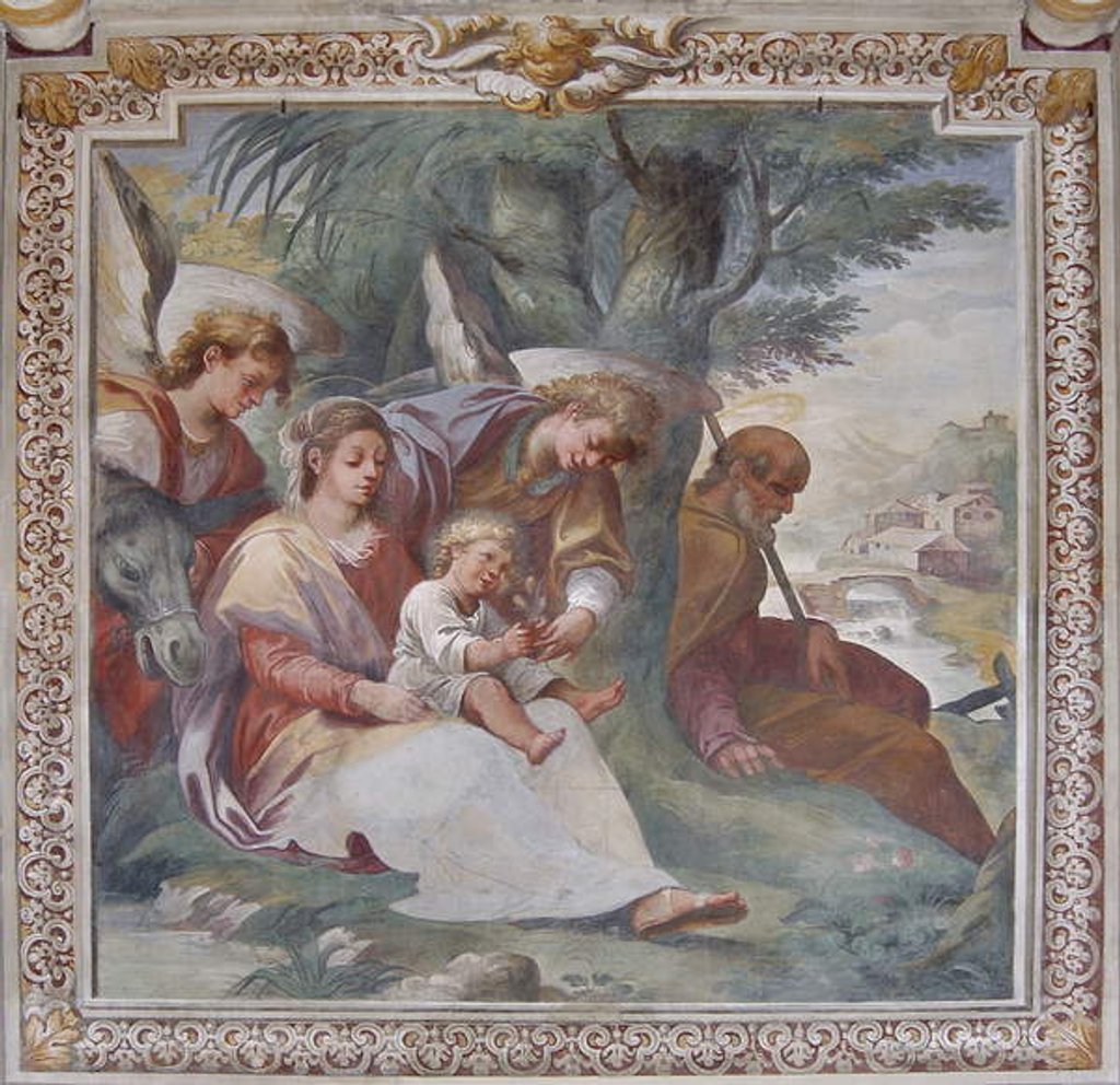 Detail of Rest on the Flight into Egypt, Chapel of Santa Margherita by Italian School