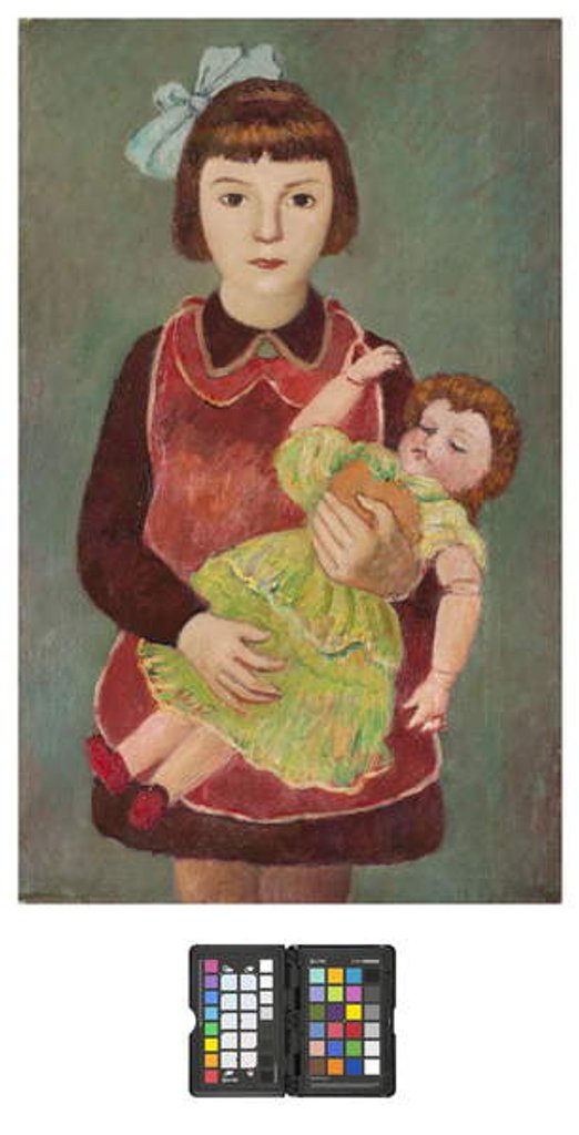 Detail of Young girl with doll, 1928 by Pietro Marussig