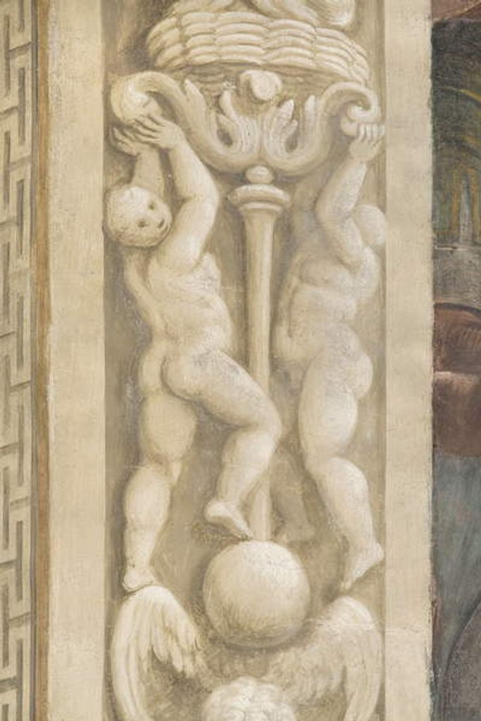 Detail of Putti, decorations around the windows by Lattanzio Gambara