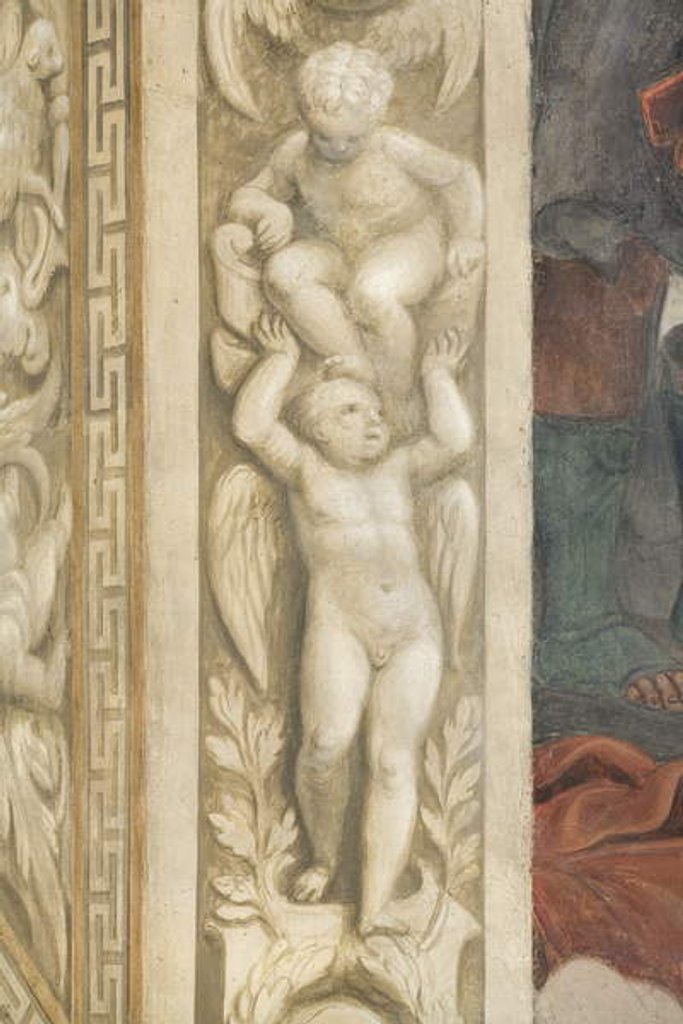 Detail of Putti, decorations around the windows by Lattanzio Gambara