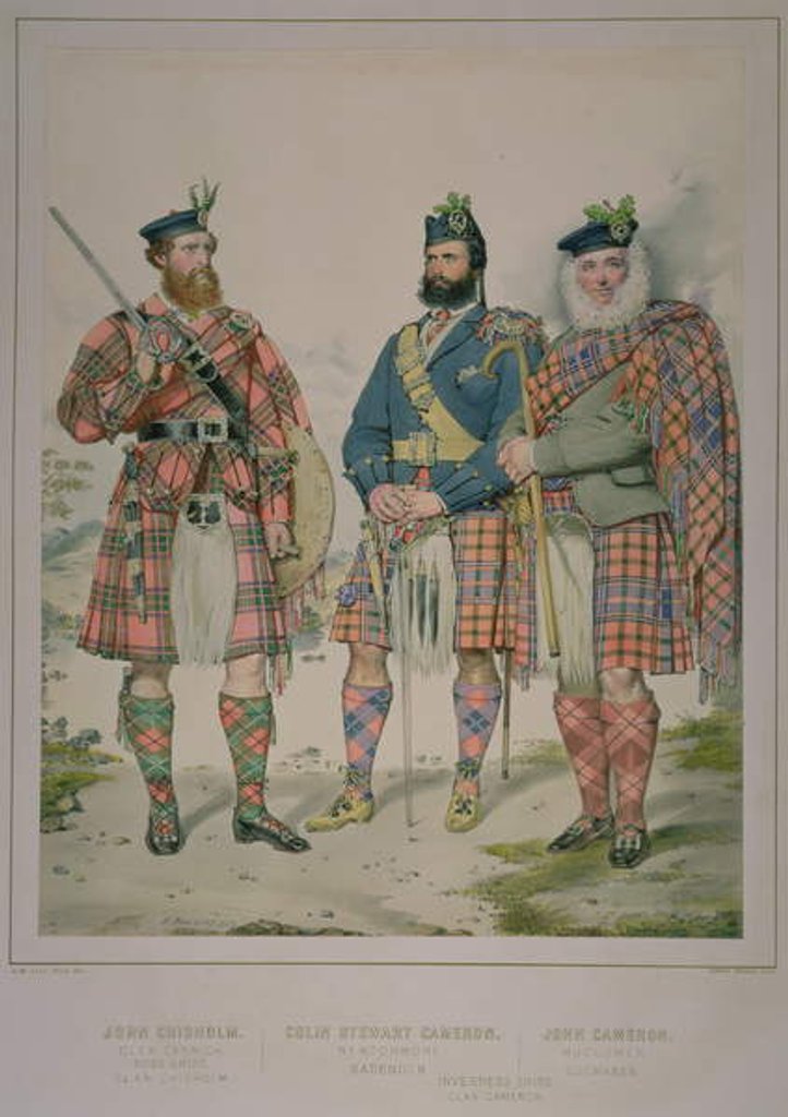 Detail of Triple portrait of John Chisholm, Colin Stewart Cameron and John Cameron, men of the Clan Chisholm and Clan Cameron. by Kenneth Macleay