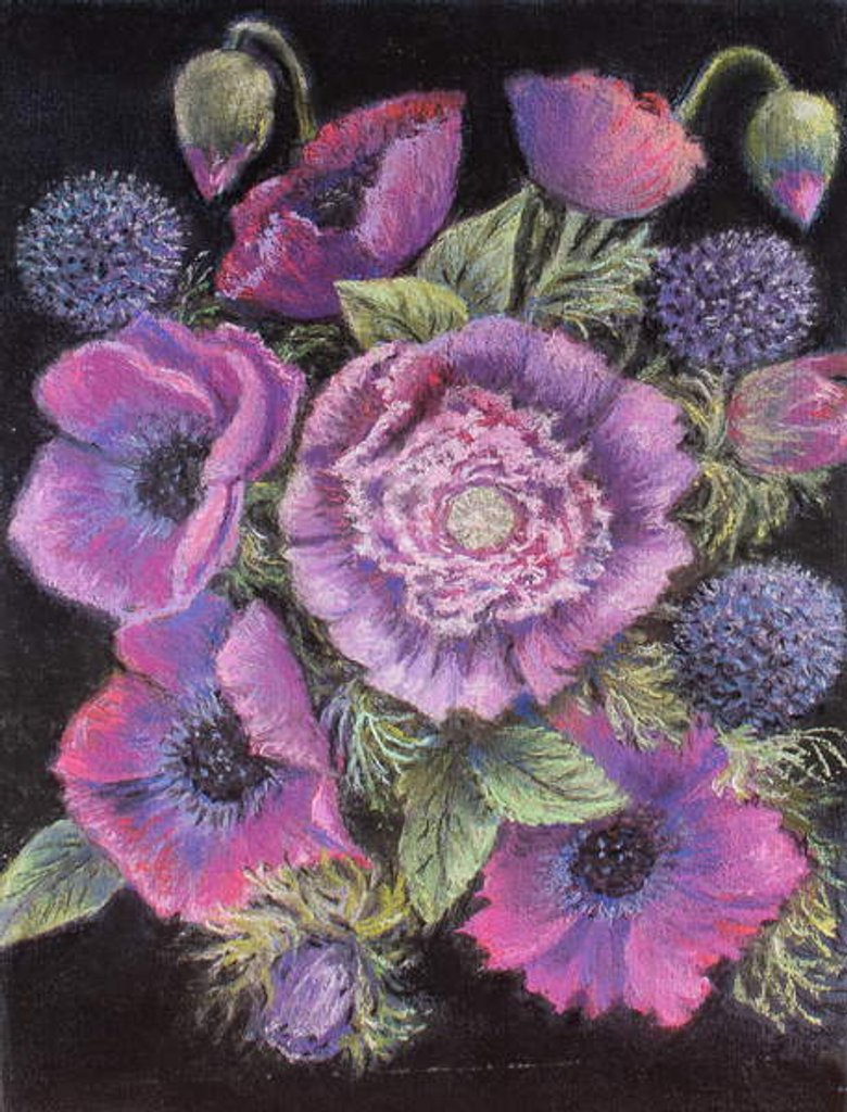 Detail of Anemones and thistles, 1998 by Margo Starkey