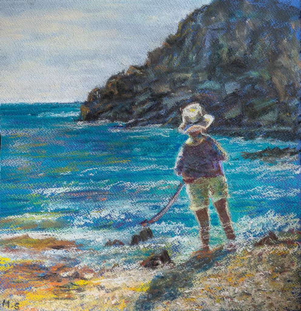 Detail of Little boy fishing by Margo Starkey