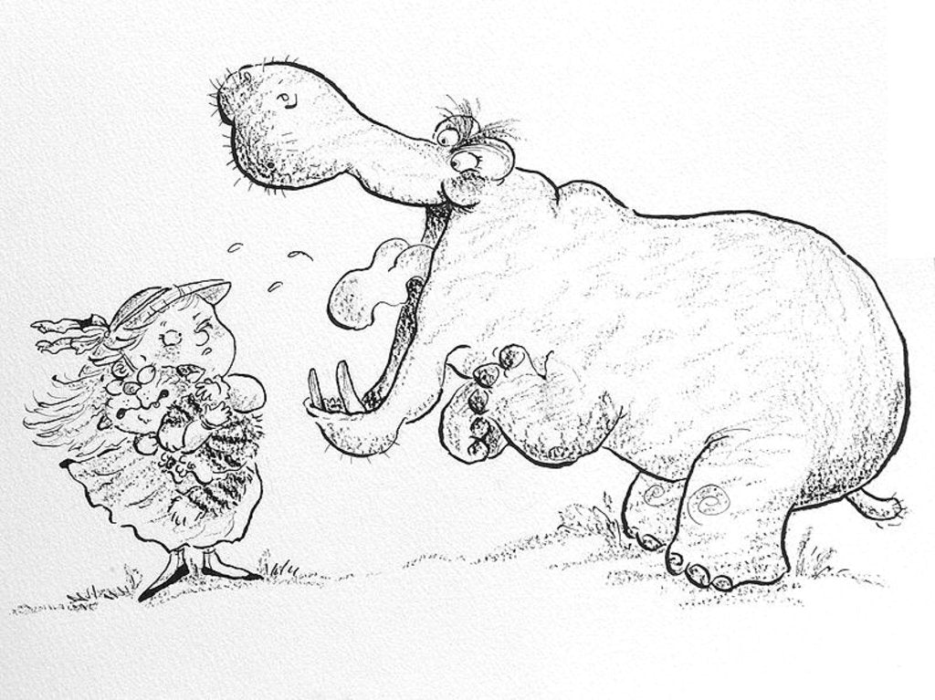 Detail of I'm Not Scared of You, Mr Hippo by Maylee Christie