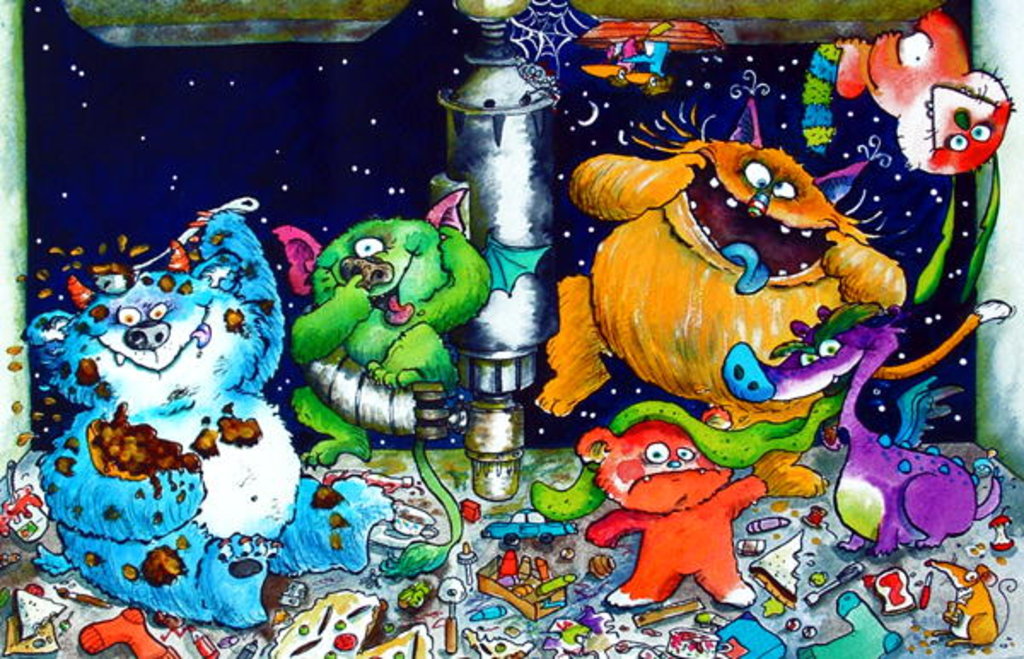 Detail of Monsters under the sink by Maylee Christie