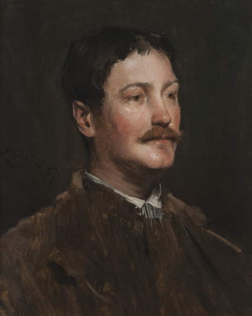 Detail of Portrait of Thomas Wilmer Dewing by William Merritt Chase