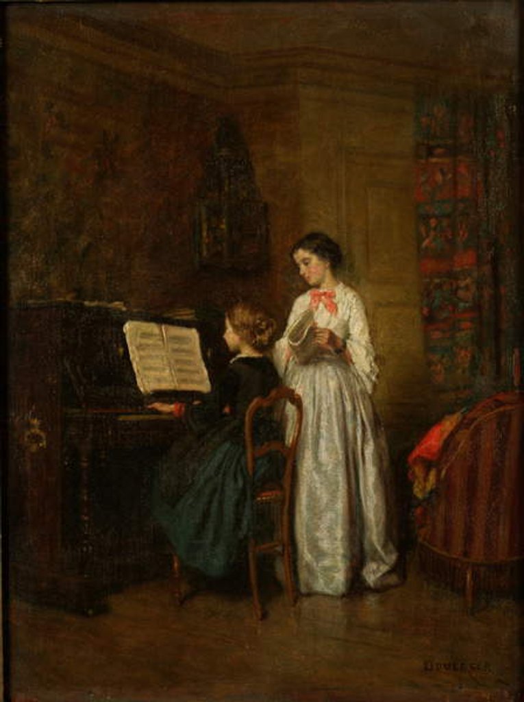 Detail of The Music Lesson by Theophile Emmanuel Duverger