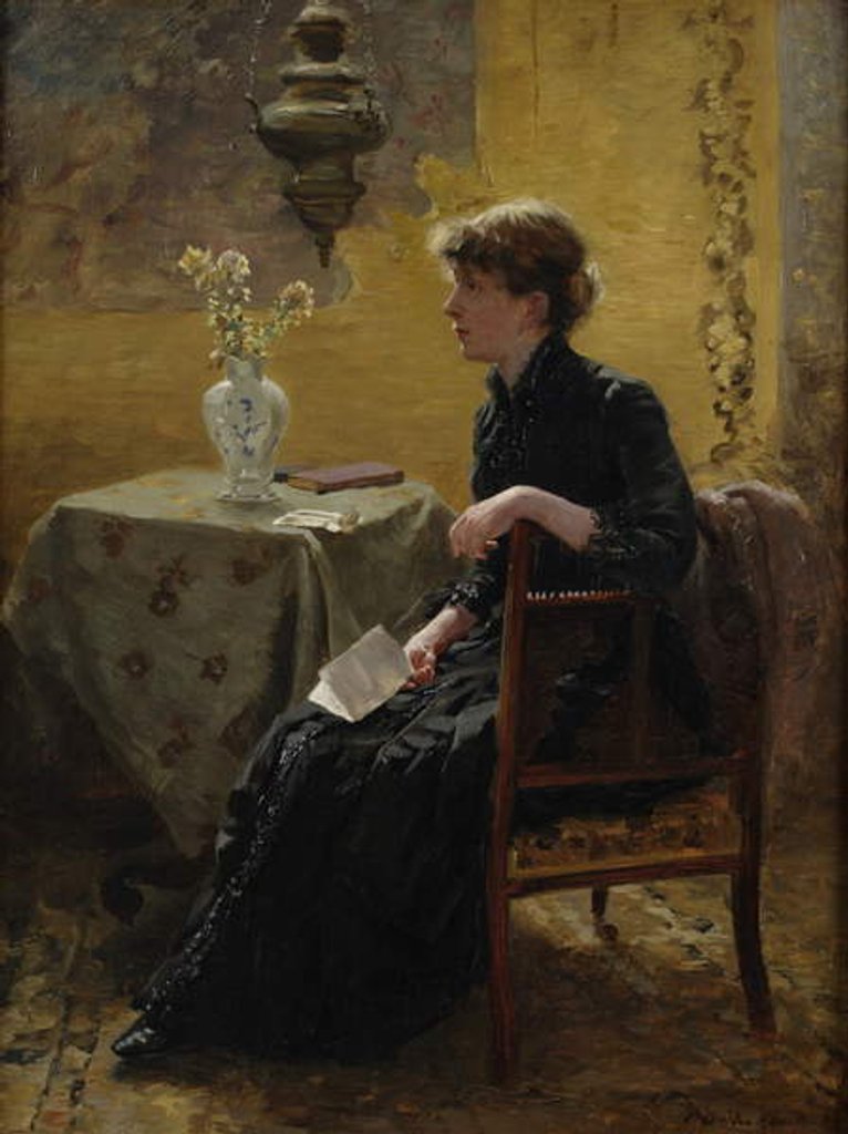 Detail of Lady in Black, 1889 by Hamilton Hamilton