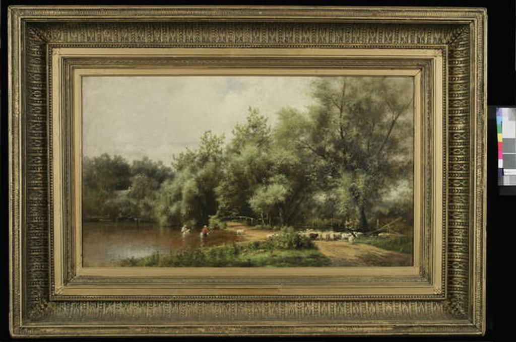 Detail of Sheep Washing on Long Island, 1874 by Charles Henry Miller