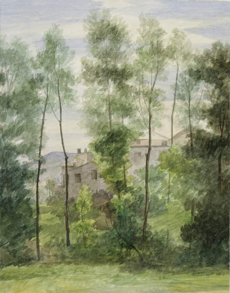 Detail of Landscape with buildings by George Henry Hall