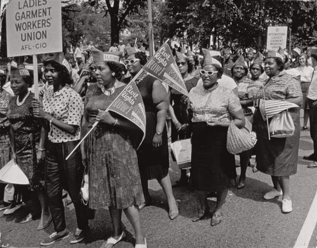Detail of The March on Washington: Ladies Garment Workers' Union Marching on Constitution Avenue, 28th August 1963 by Nat Herz