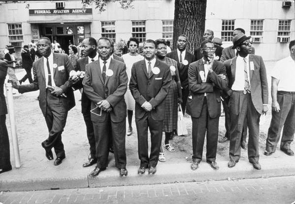 Detail of The March on Washington: Federal Aviation Agency Workers Watch the Marchers on Constitution Avenue, 28th August 1963 by Nat Herz