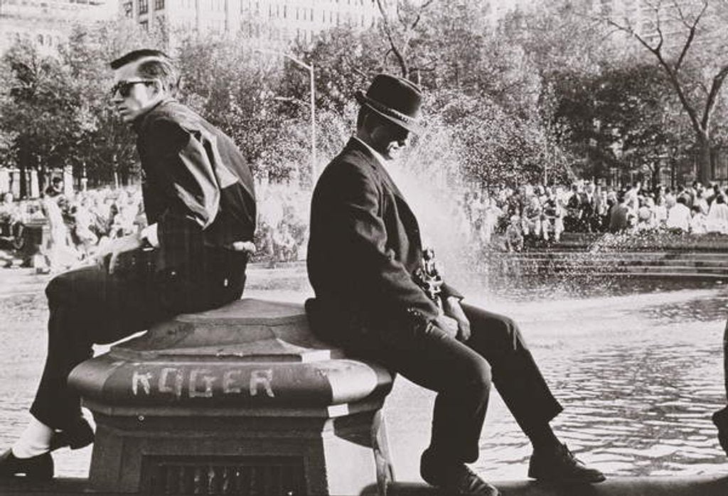 Detail of Two Men Sitting Back to Back Near Washington Square Park Fountain, Untitled 9, c.1953-64 by Nat Herz