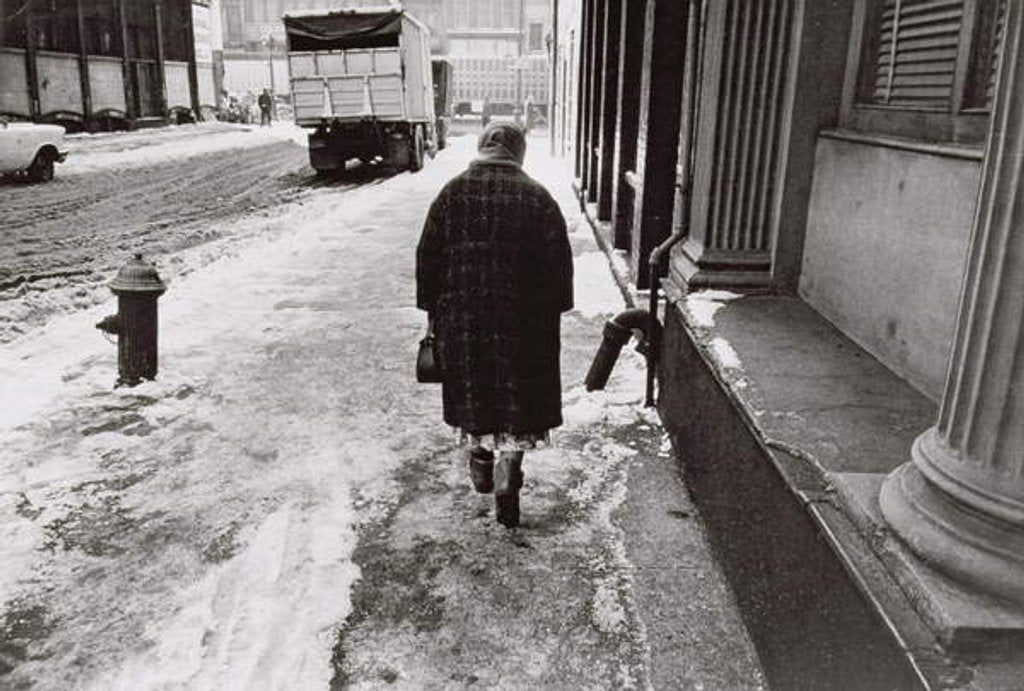 Detail of Lady Walking towards Canal Street on a Snowy Street, Untitled 39, c.1953-64 by Nat Herz