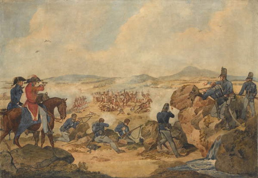 Detail of An action during the Peninsular War, with riflemen of 95th Regiment acting as snipers, c.1810 by Denis Dighton
