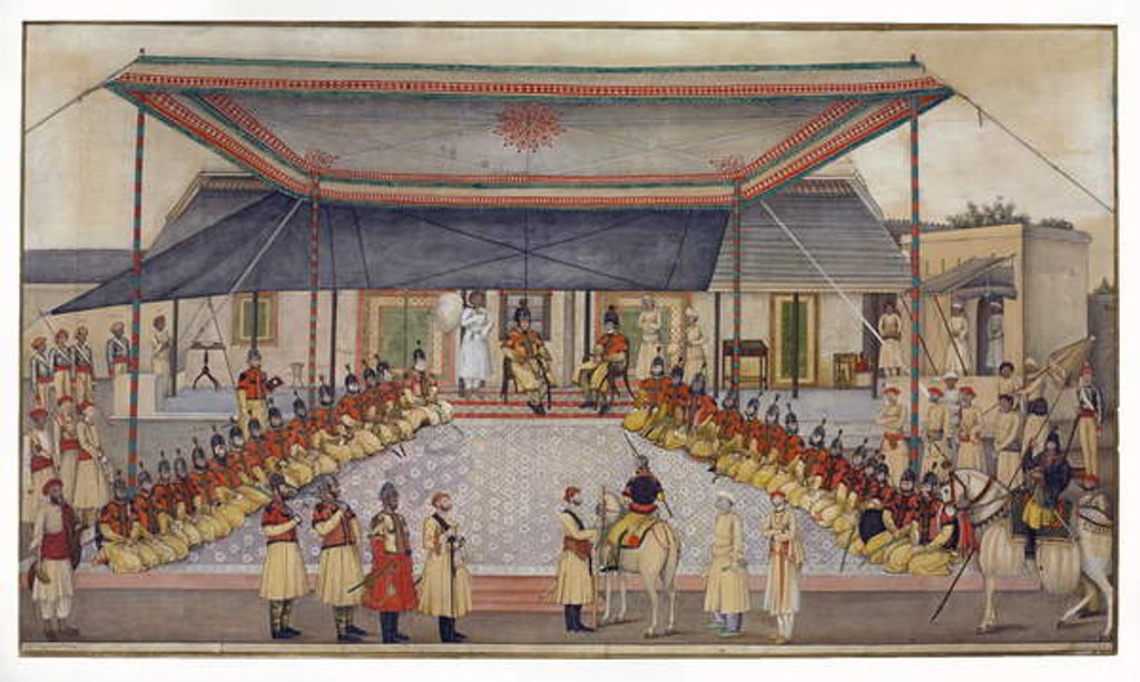 Detail of Colonel James Skinner holding a Regimental Durbar, 1827 by Ghulam Ali Khan