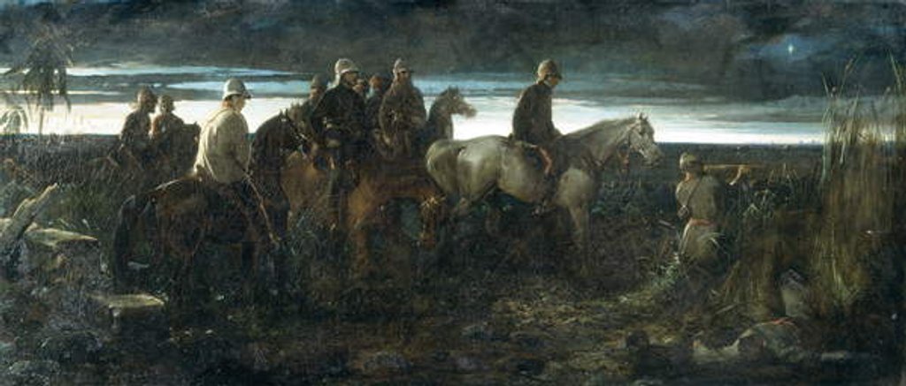 Detail of The Dawn of Victory - Lord Clyde reconnoitring the Position of the Enemy, in advance of the Relief of Lucknow on 14th November 1857, c.1862 by Thomas Jones Barker