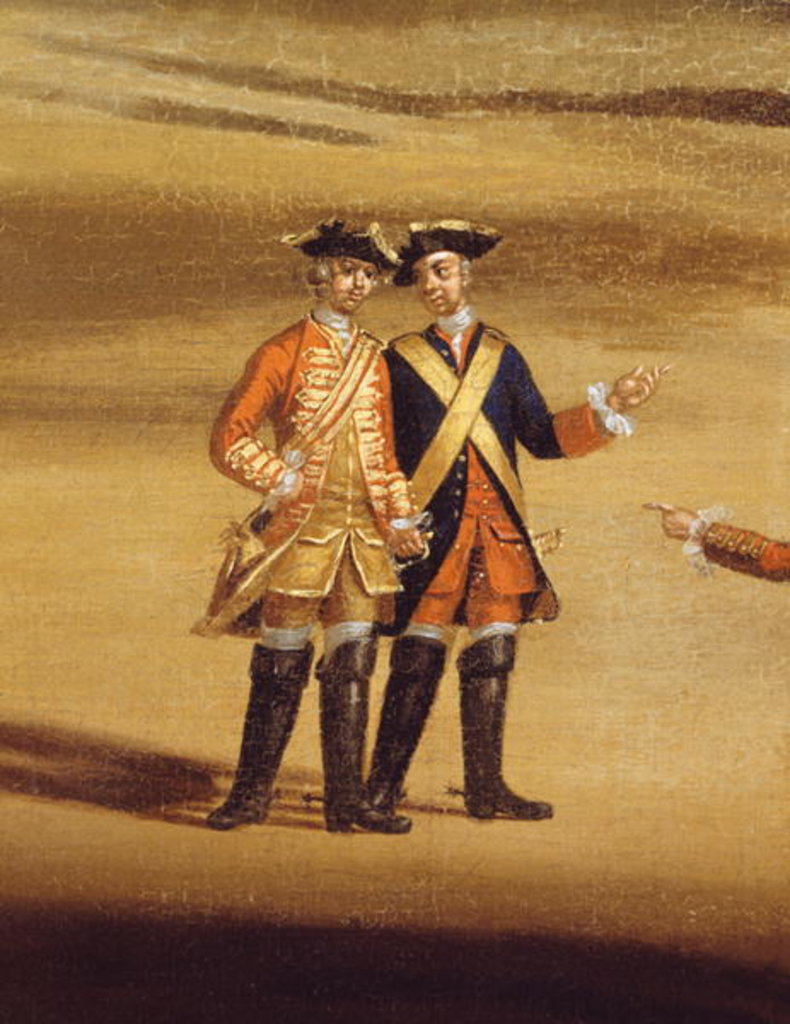 Detail of Two officers in conversation, c.1758 by Samuel Wale