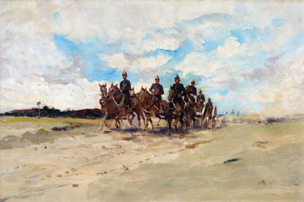 Detail of Royal Artillery, a field gun team on the march, 1897 by Edward Matthew Hale