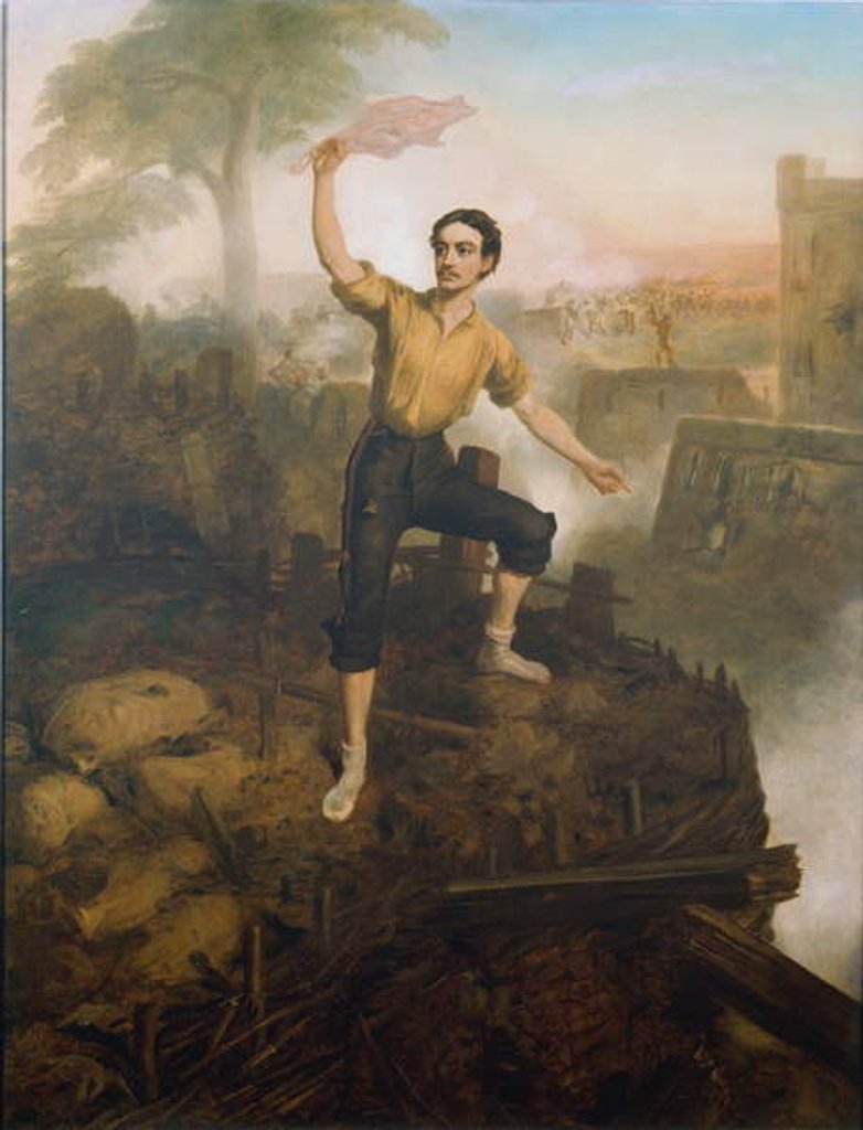 Detail of Lieutenant Thomas Adair Butler earning the Victoria Cross at Lucknow during the Indian Mutiny on 9 March 1858, c.1860 by Chevalier Louis-William Desanges