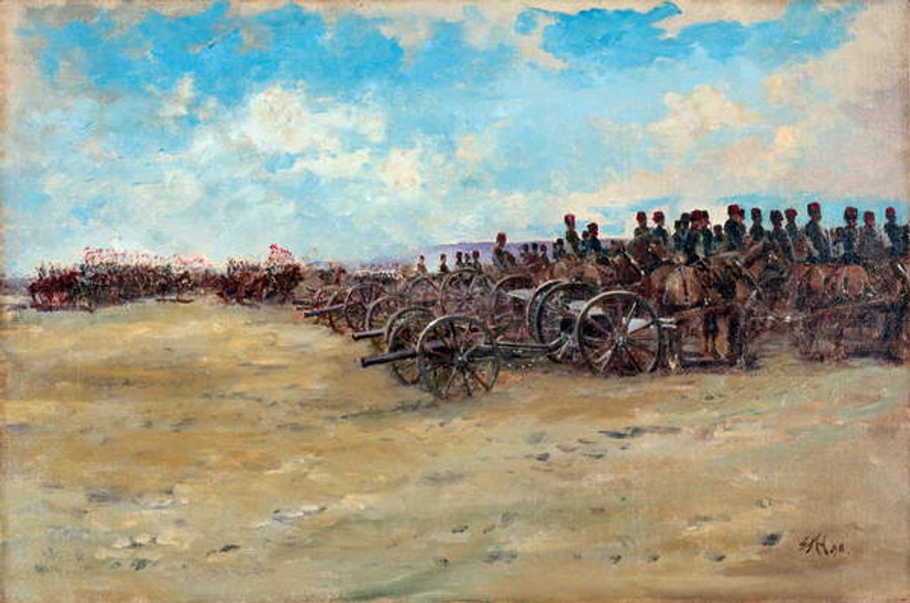 Detail of Royal Horse Artillery and Lancers waiting to move off, 1898 by Edward Matthew Hale