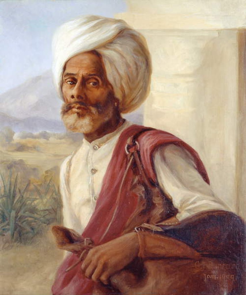 Detail of Chedi, water carrier to the artist and her husband at Dehra in 1909 by Gertrude Ellen Burrard