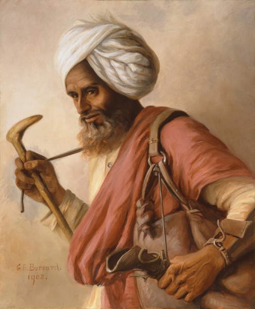 Detail of Hasan, water carrier to the artist and her husband at Simla in 1908 by Gertrude Ellen Burrard