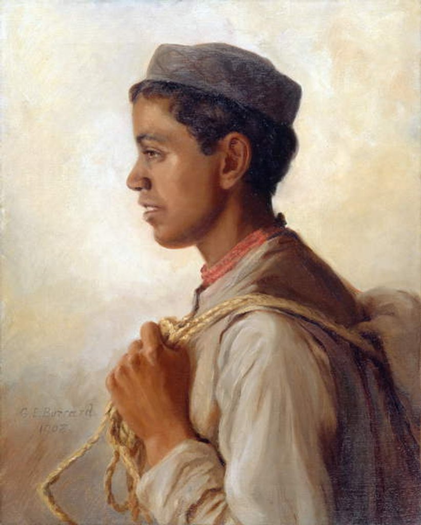 Detail of A Native of Garwhal, in the attitude of moving forward, 1908 by Gertrude Ellen Burrard