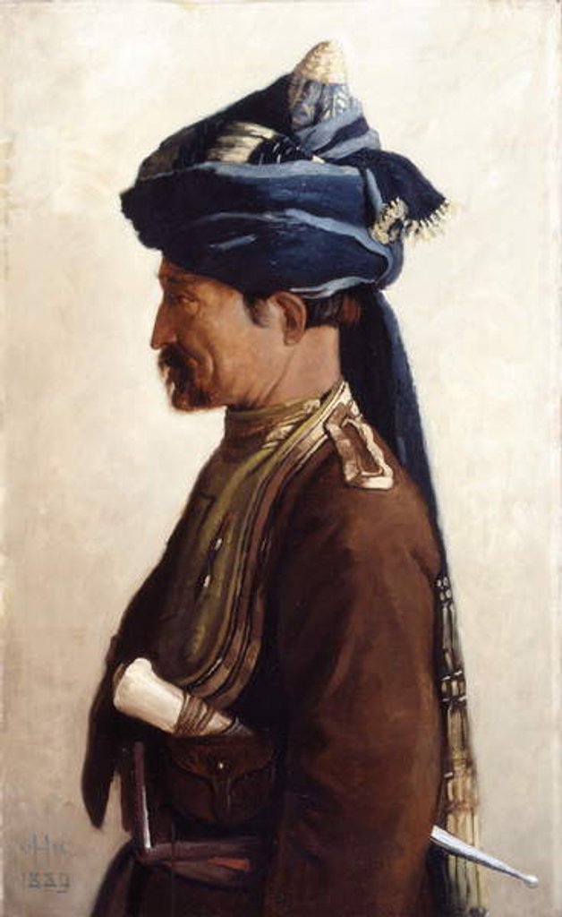 Detail of Mohamed, a Jemadar of the 5th Bengal Cavalry, 1889 by Vereker Monteith Hamilton