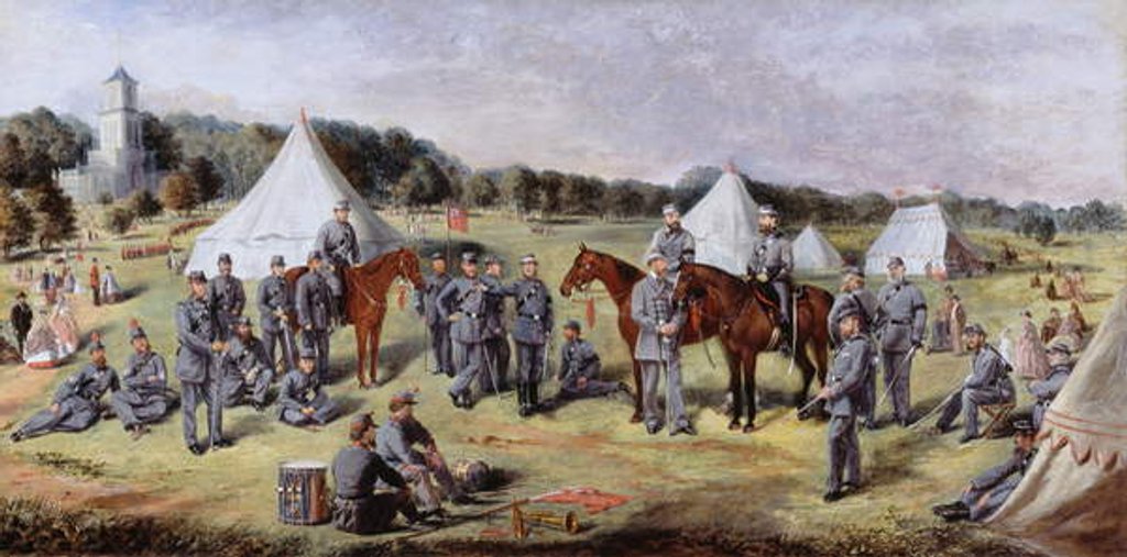 Detail of The 1st Administrative Batallion of the Norfolk Volunteers at Gunton Park, 1864 by Claude Lorraine R.W Nursey