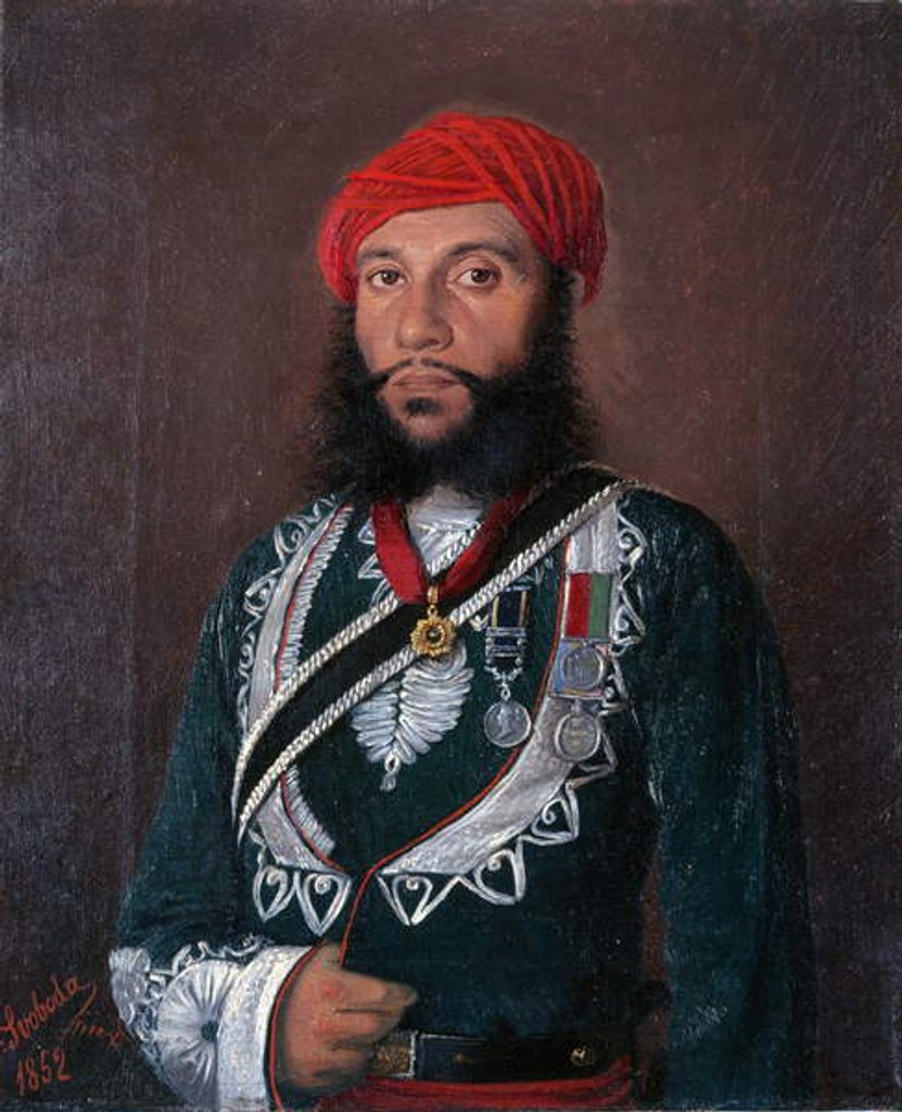 Detail of An Indian Officer of the 2nd Regiment Irregular Cavalry, 1852 by Alexander Sandor Svoboda