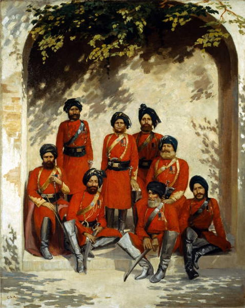 Detail of Indian Army Officers and Non-Commissioned Officers, 2nd Regiment of Cavalry, Punjab Frontier Force, c.1863 by Gordon Hayward